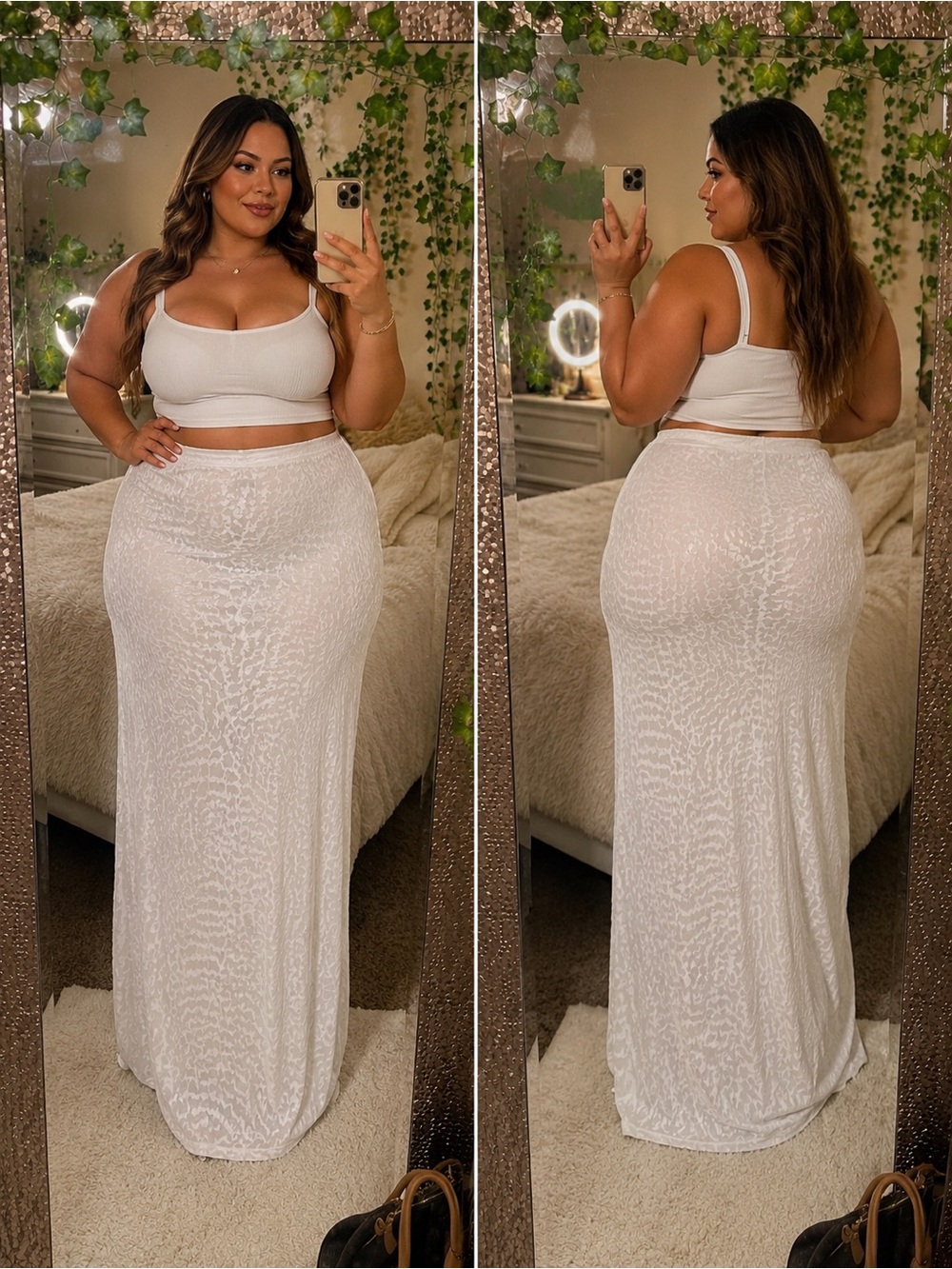 ✨ White Textured Sheer Maxi Skirt NWT Plus 14✨